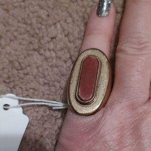 Lucky Brand Gold and Red Oval Ring
